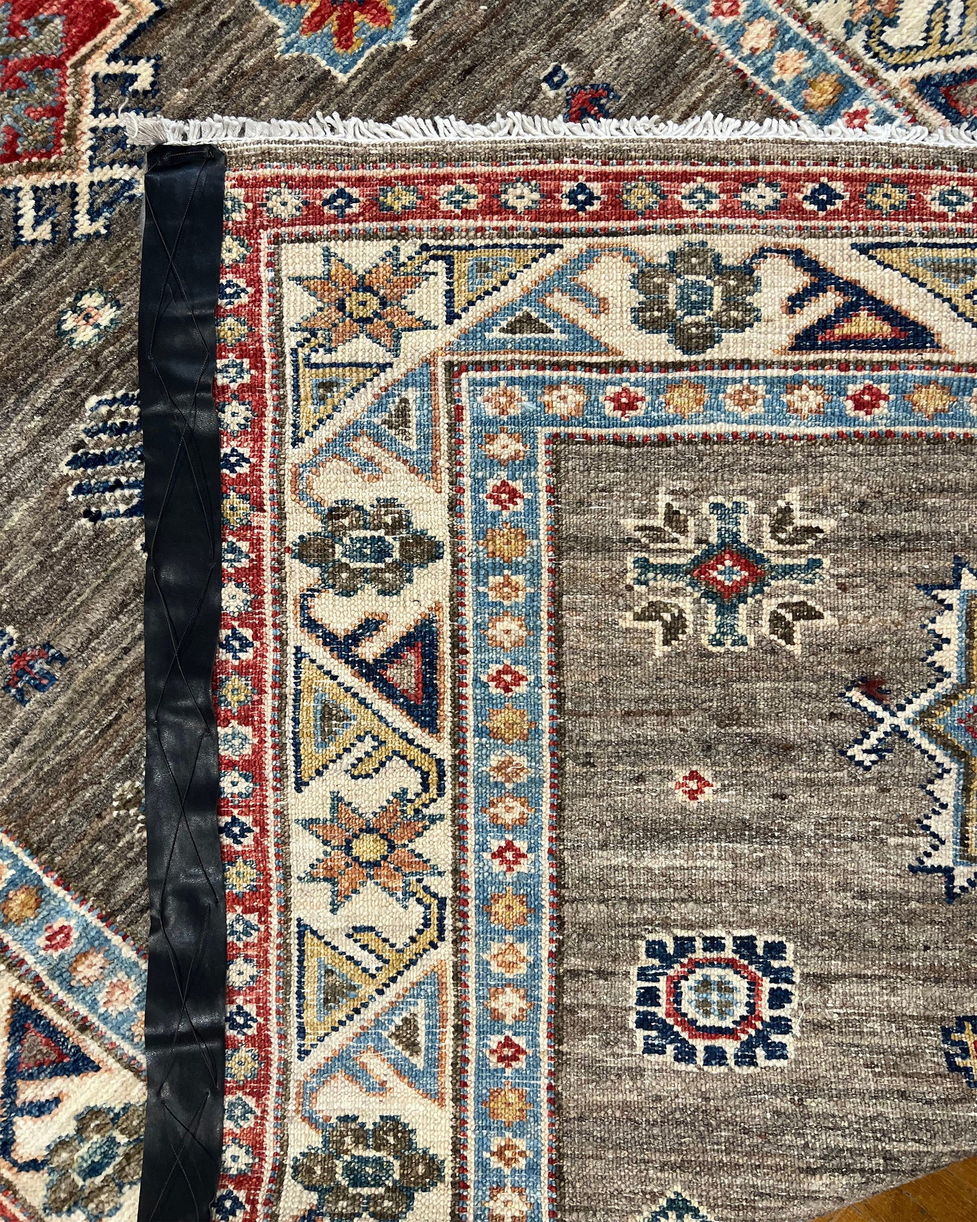 Kazakh Runner Carpet | 12'5" x 2'11" | Home Decor | Wool Rug