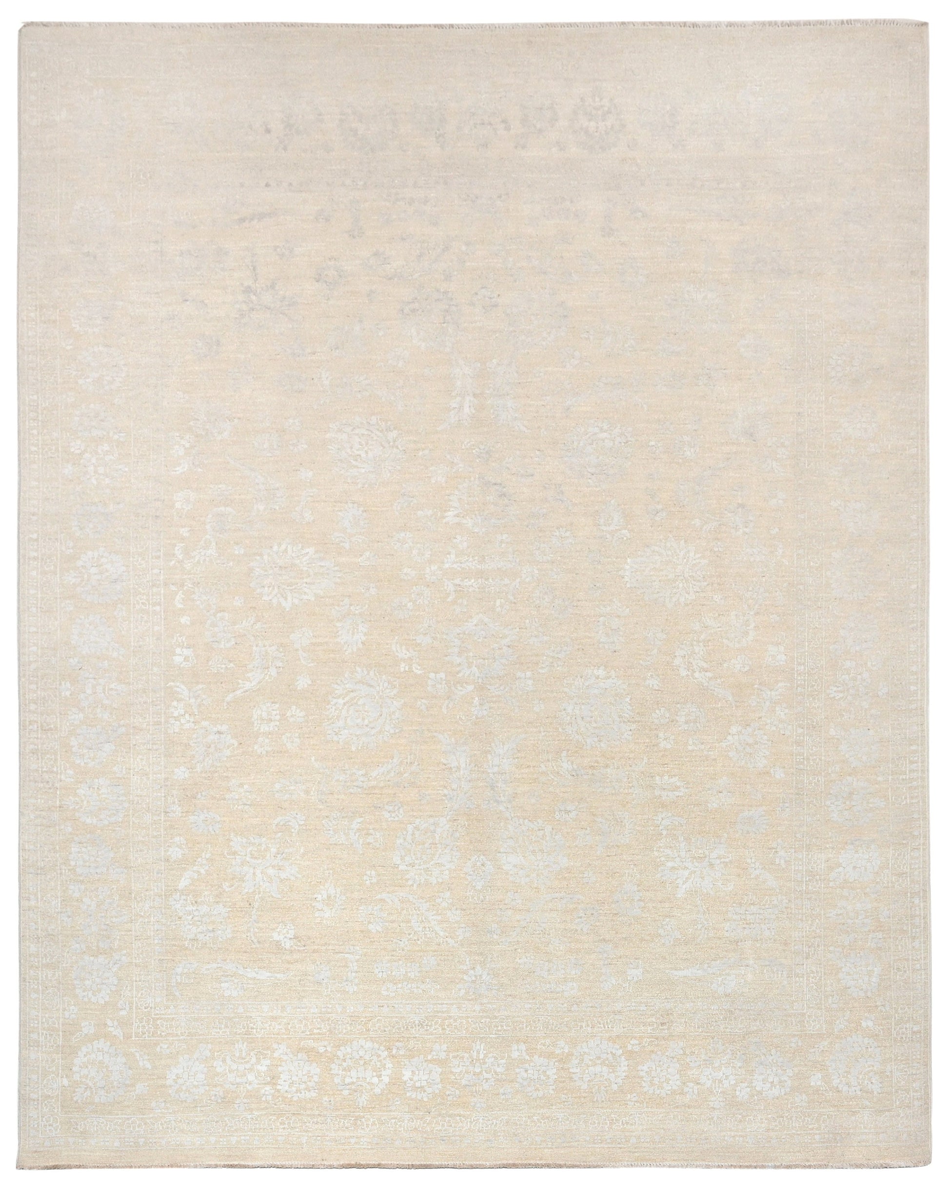 Resham Lotus Carpet | 9'11" x 7'9'' | Wool & Silk Rug | Genuine Hand-knotted Area Rug