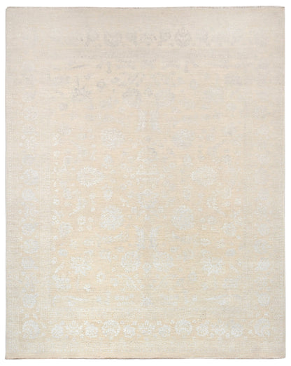 Resham Lotus Carpet | 9'11" x 7'9'' | Wool & Silk Rug | Genuine Hand-knotted Area Rug