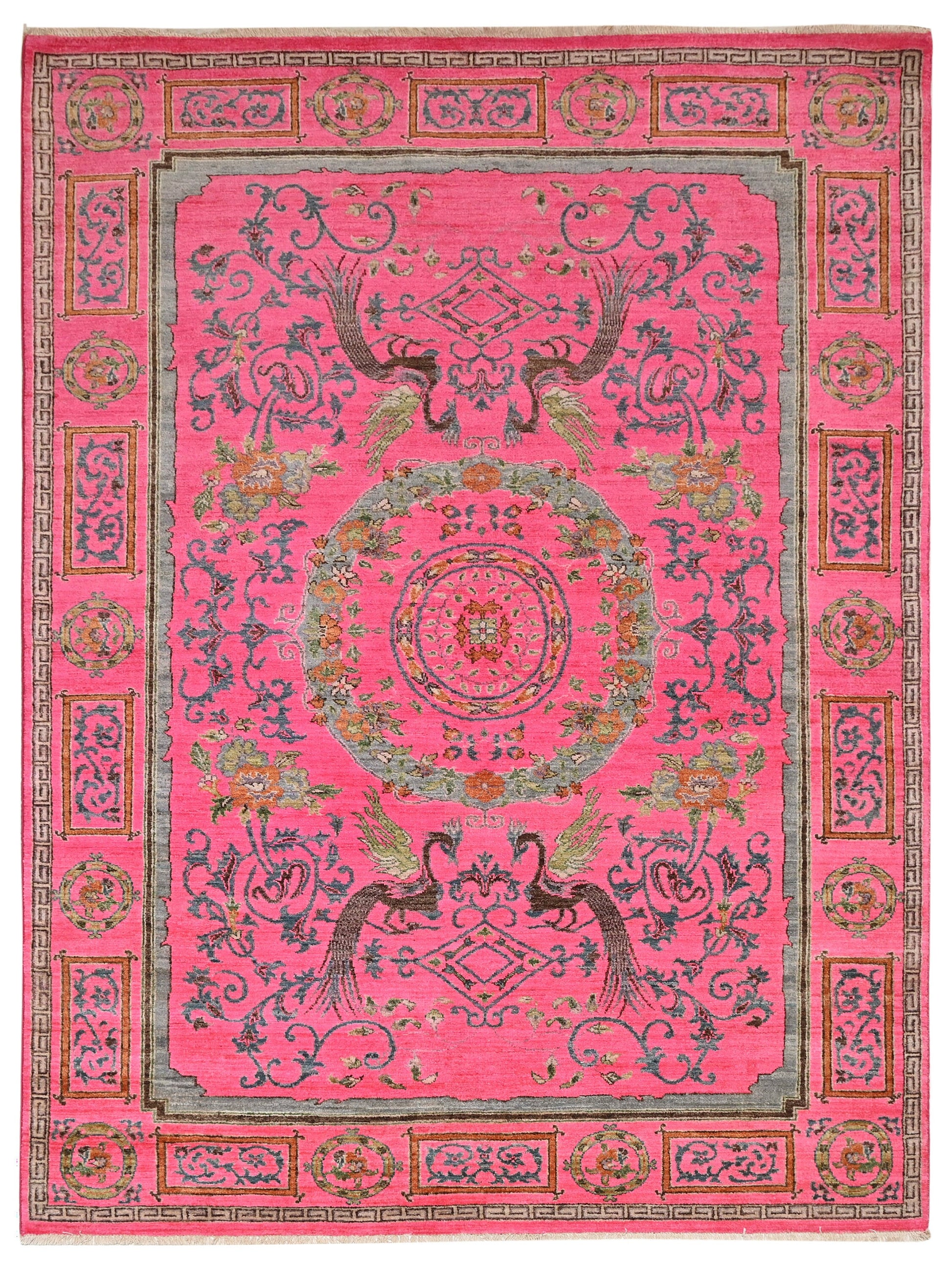 Pavo Cristatus Carpet | 9'1" x 6'1'' | Home Decor | Hand-knotted Area Rug