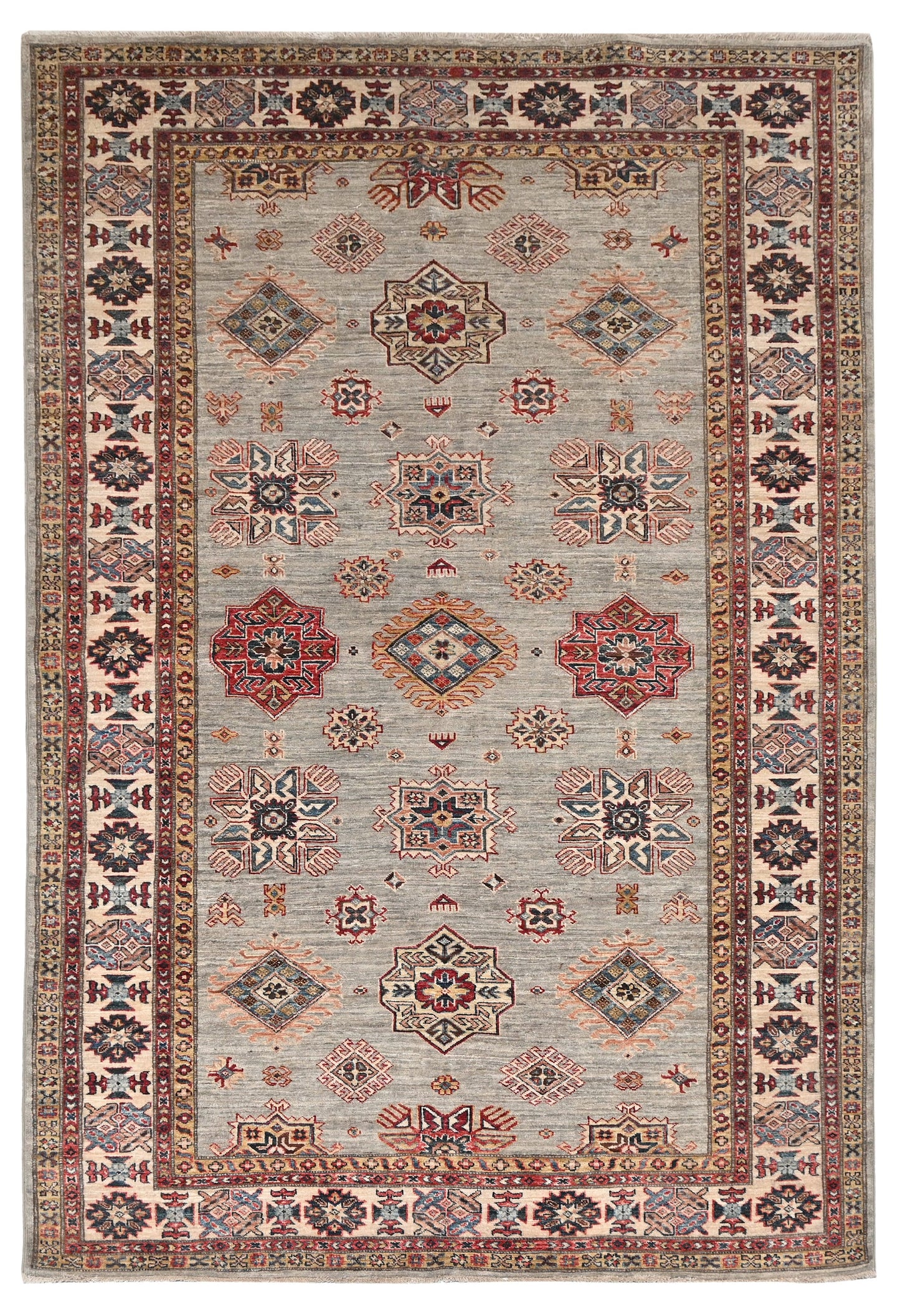 Kazakh Carpet | 8'10" x 5'10" | Home Decor | Hand-Knotted Rug