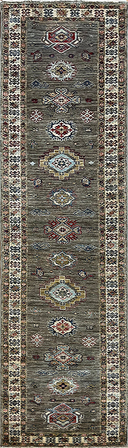 Kazakh Runner Carpet | 11'4" x 2'8" | Home Decor | Wool Rug