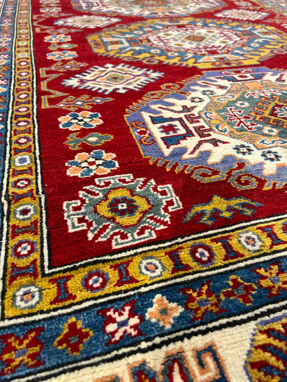 Kazakh Wool Rug | 6'3" x 5' | Home Decor | Hand-Knotted Rug