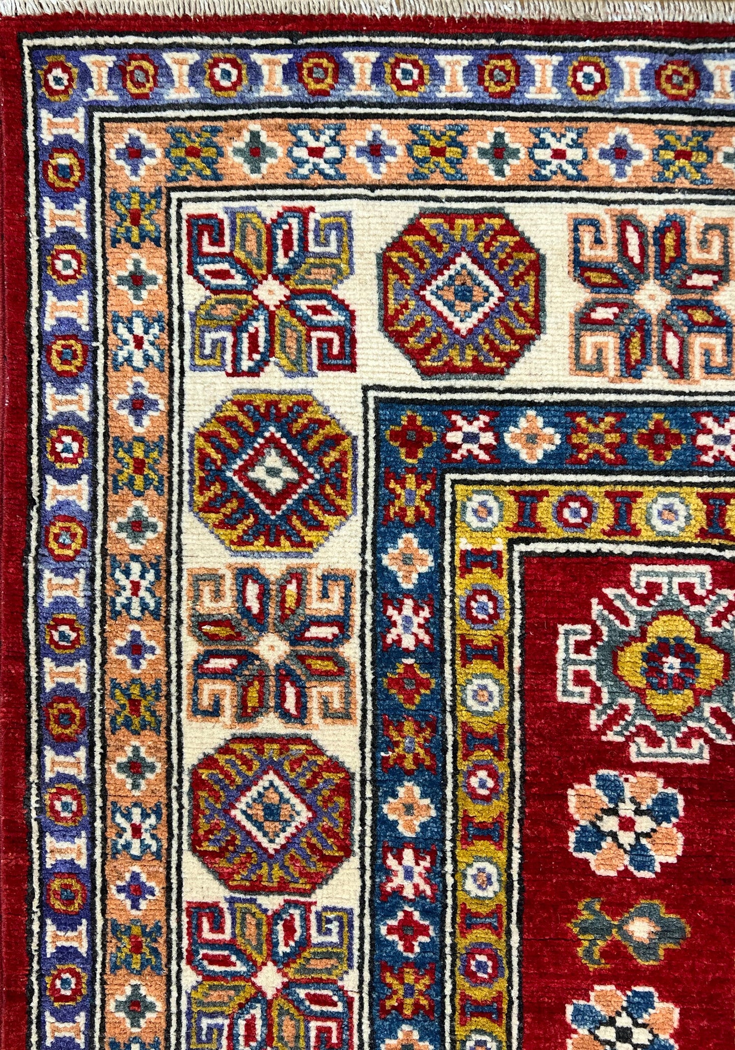 Kazakh Wool Rug | 6'3" x 5' | Home Decor | Hand-Knotted Rug