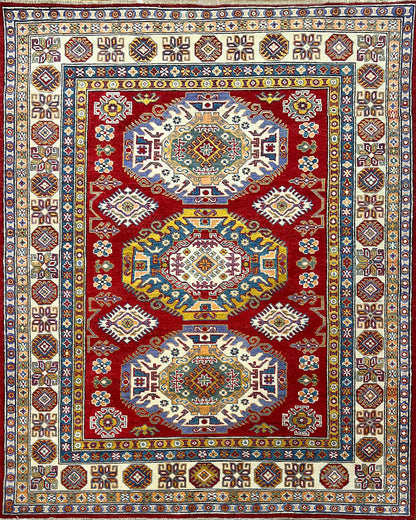 Kazakh Wool Rug | 6'3" x 5' | Home Decor | Hand-Knotted Rug