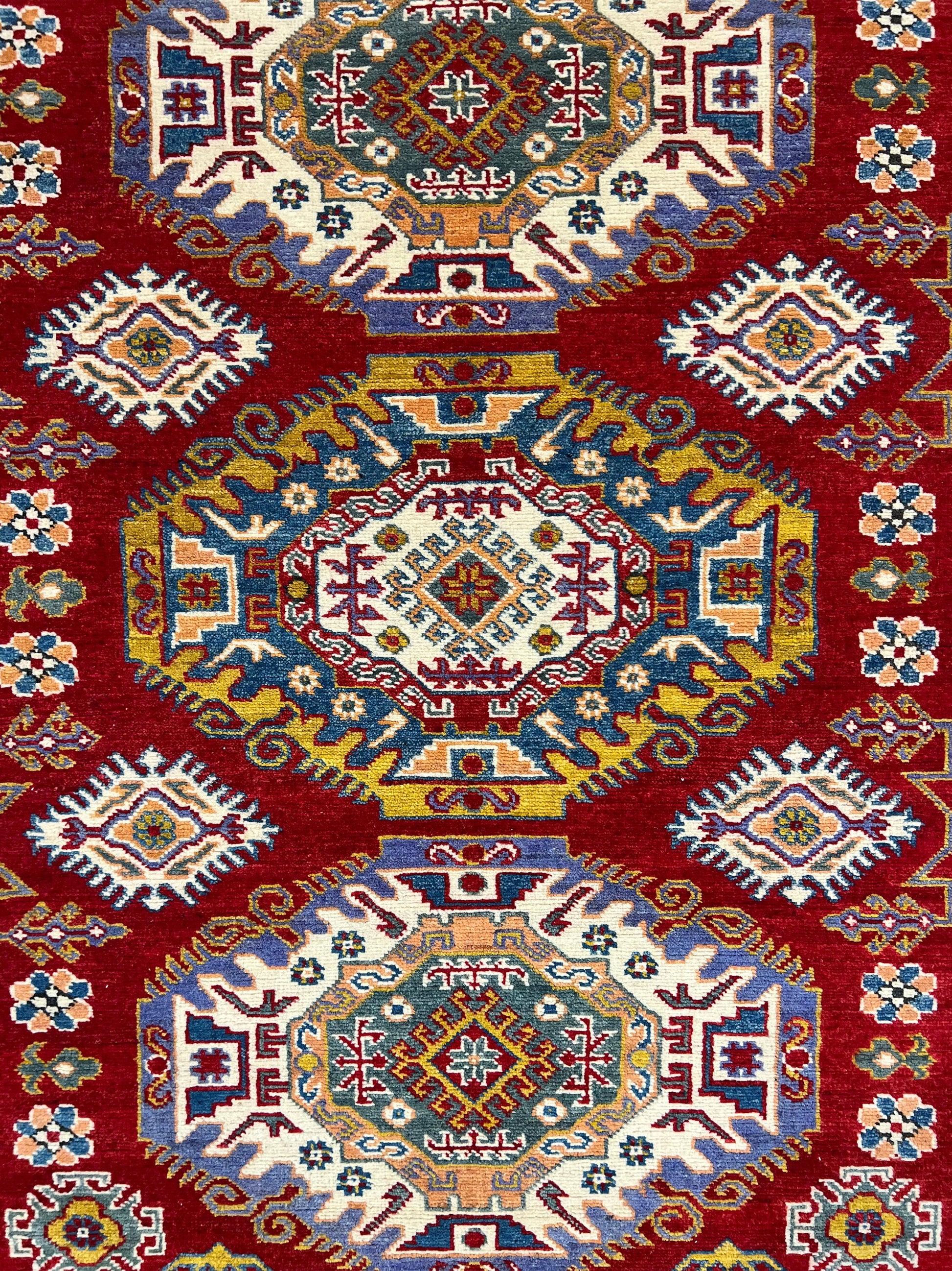 Kazakh Wool Rug | 6'3" x 5' | Home Decor | Hand-Knotted Rug