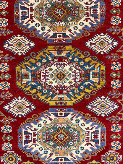 Kazakh Wool Rug | 6'3" x 5' | Home Decor | Hand-Knotted Rug