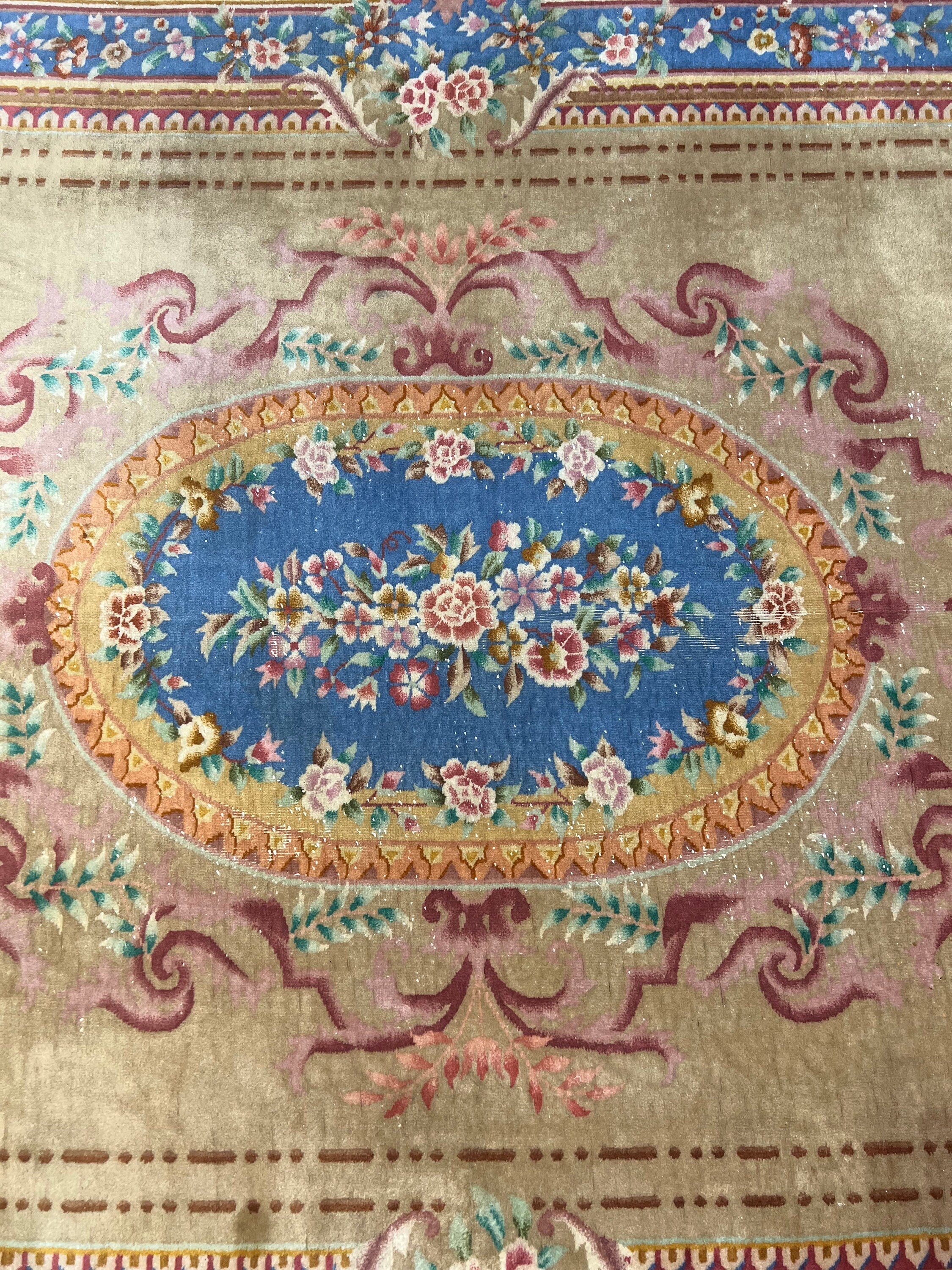 ラグ・カーペット vintage rug, 218 Aubusson Semi-Antique Aubusson Carpet, circa 1960 – Bashir Carpets