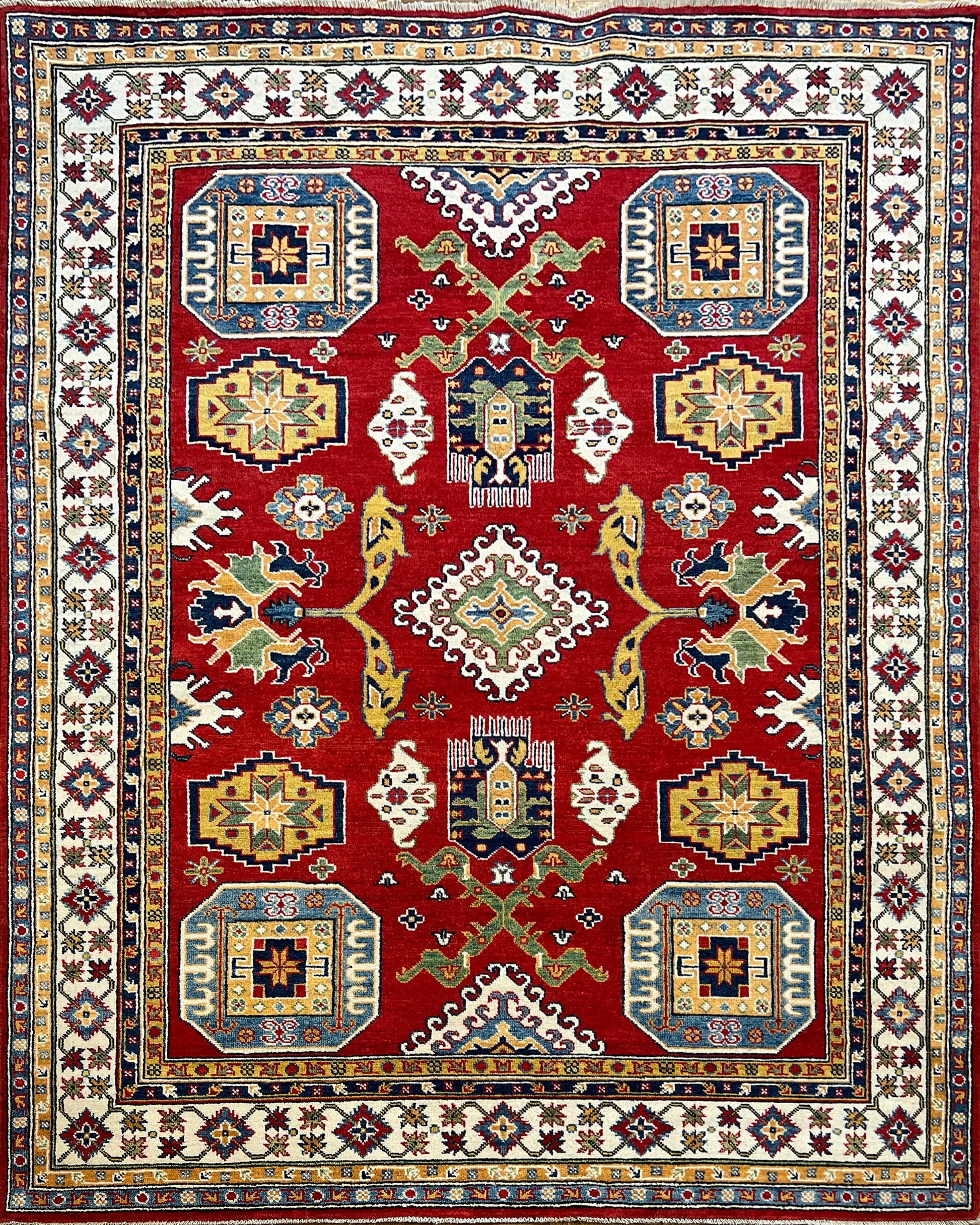 Kazakh Wool Rug | 7'8" x 5'8" | Home Decor | Hand-Knotted Rug