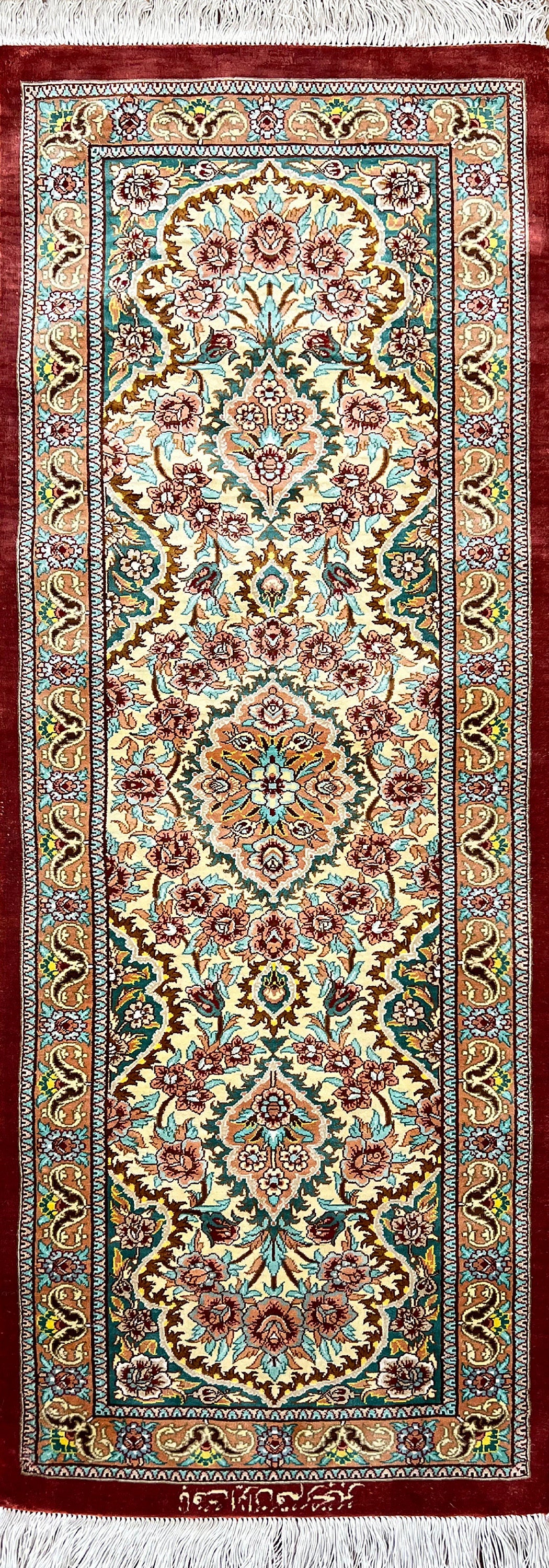 Ghoum Silk Rug | 3'11" x 1'4" | Home Decor | Hand-knotted Area Rug