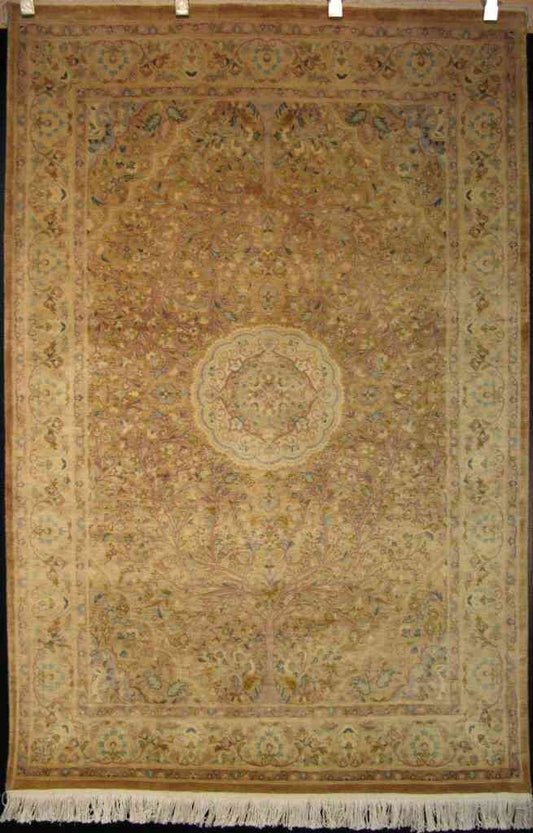 Hispahan - Tree of Life Silk Rug | 6'2" x 4'1" | Home Decor | Hand-knotted Silk Area Rug