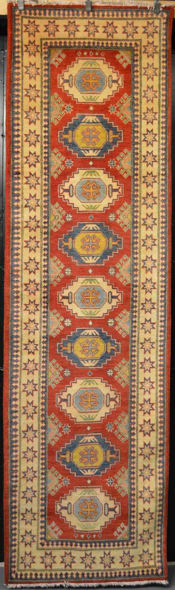 Kazakh Runner Rug | 10'5" x 3' | Genuine Hand-knotted Rug | Area Rug