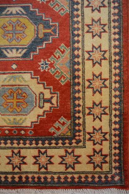 Kazakh Runner Rug | 10'2" x 3'1" | Genuine Hand-knotted Rug | Area Rug