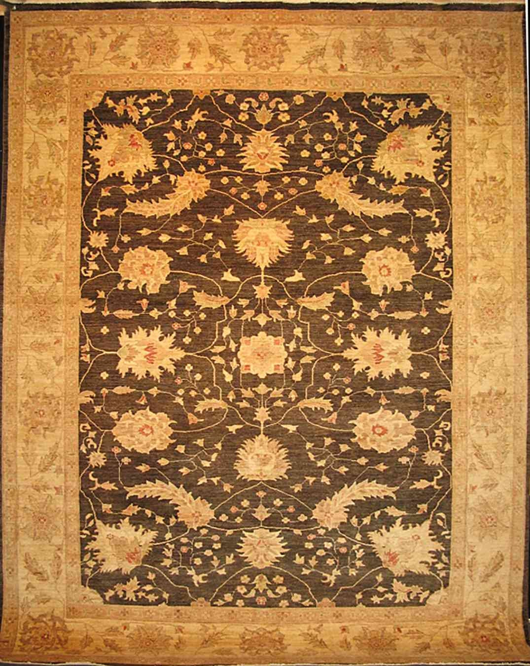 Oruzgan Lotuses Wool Carpet | 11'5" x 9'1" | Home Decor | Hand-Knotted Rug