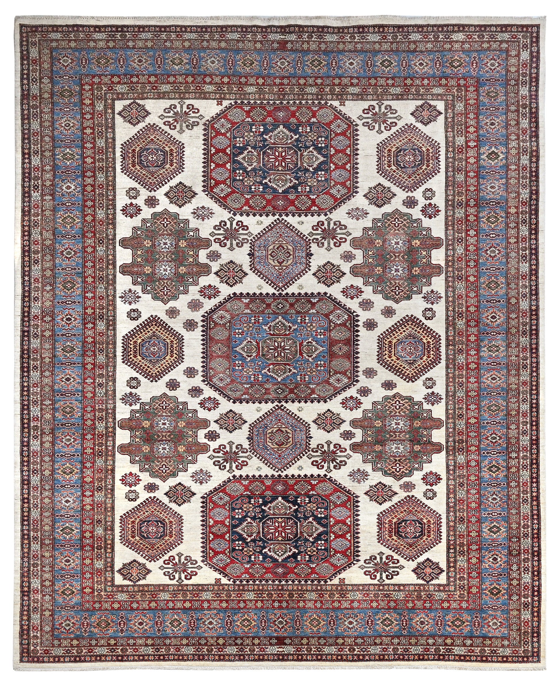 Kazakh Carpet | 13' x 10'1" | Home Decor | Hand-knotted Wool Area Rug