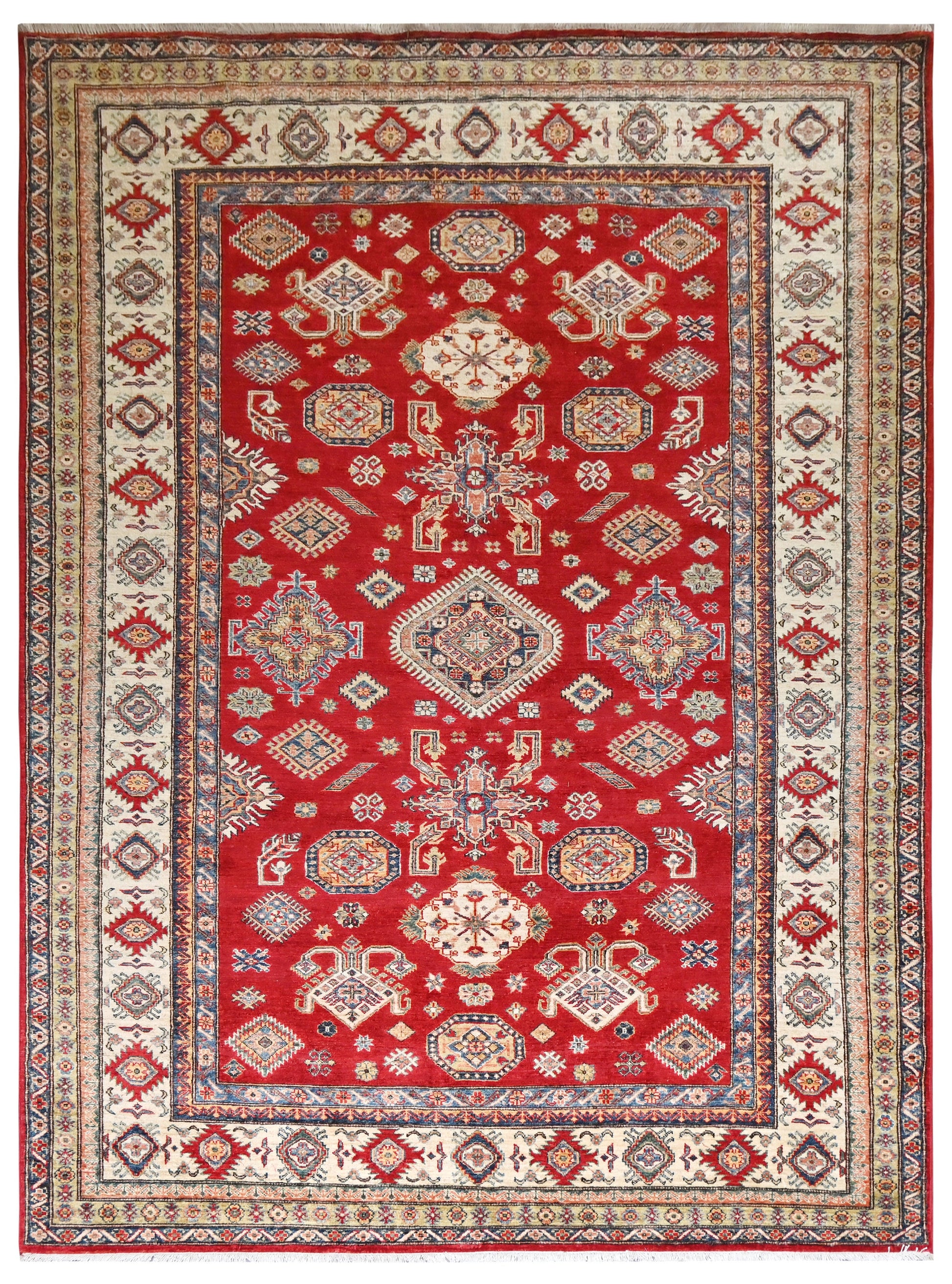 Kazakh Carpet | 9'8" x 6'11" | Home Decor | Hand-knotted Wool Area Rug