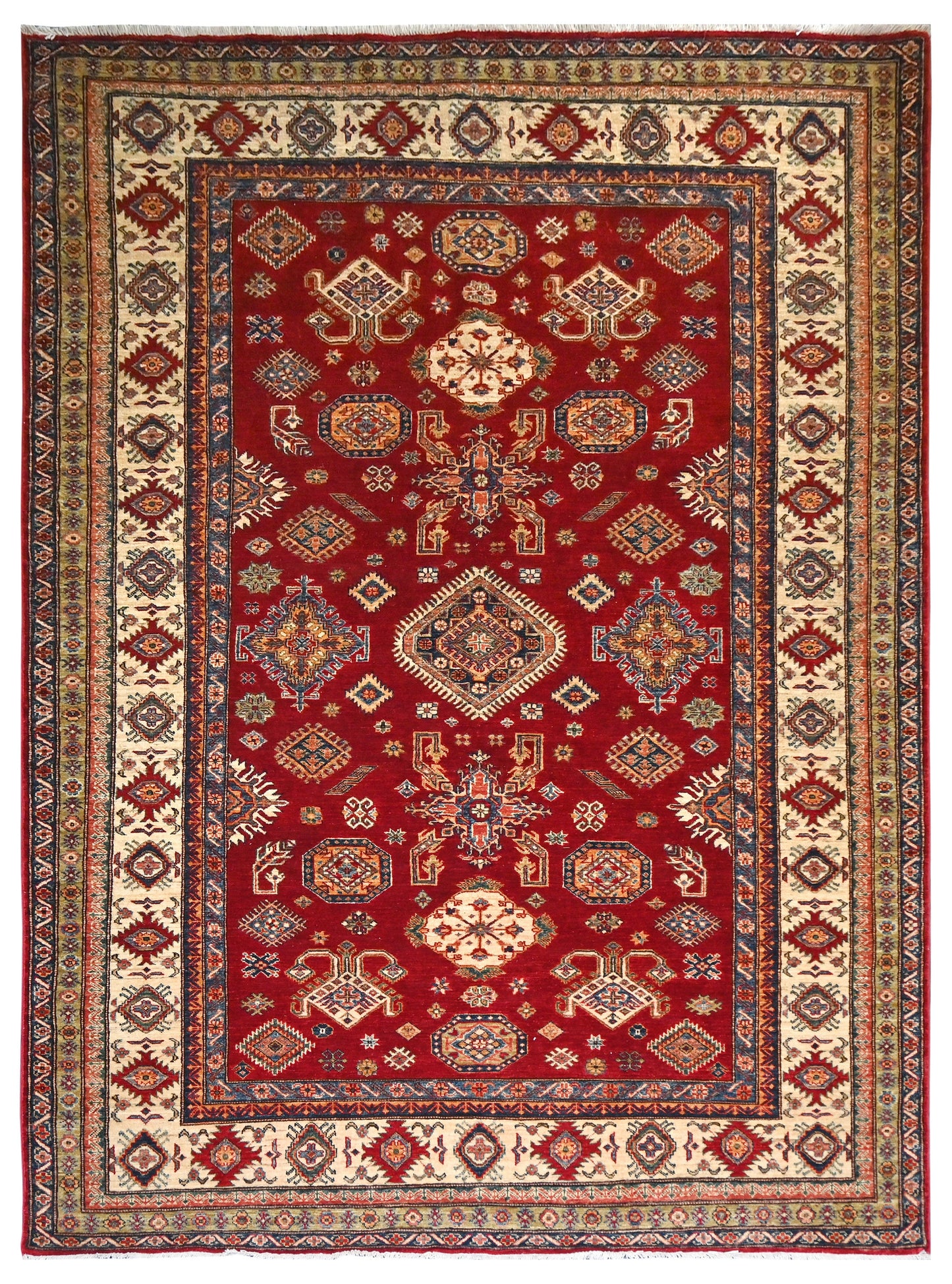 Kazakh Carpet | 9'8" x 6'11" | Home Decor | Hand-knotted Wool Area Rug