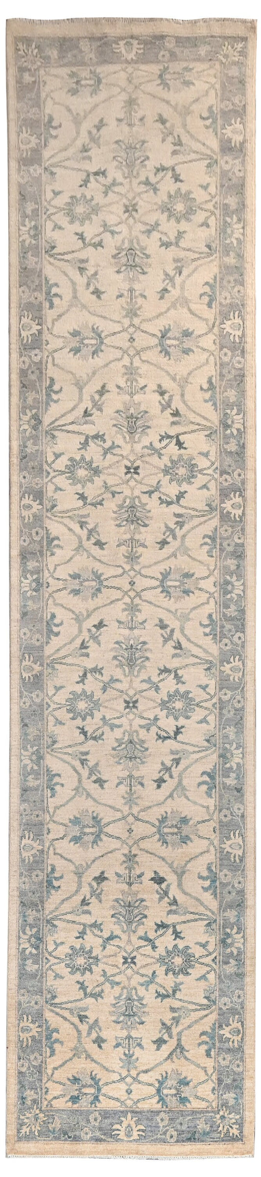 Kandahar Gardens Runner Rug | 14'1" x 3'2" | Genuine Hand-knotted Rug | Area Rug