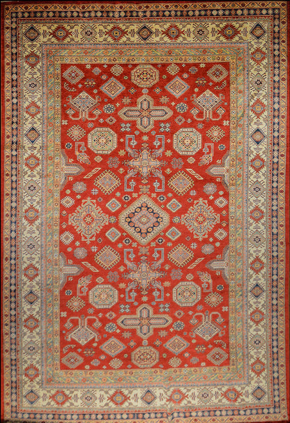 Royal Kazakh Carpet | 13'3" x 9'11" | Home Decor | Hand-knotted Wool Area Rug