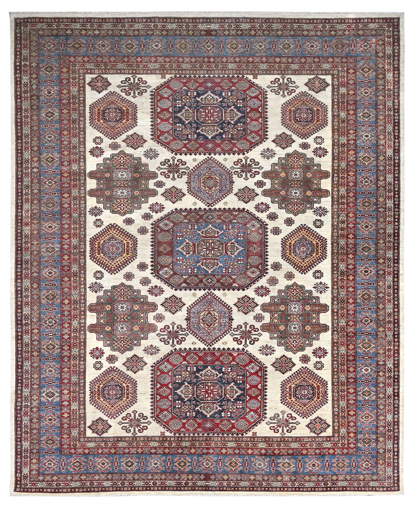 Kazakh Carpet | 13' x 10'1" | Home Decor | Hand-knotted Wool Area Rug