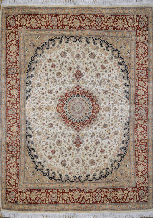 Hispahan Kitabi Nagshe Silk Carpet | 10'4" x 8'2" | Home Decor | Silk & Wool Area Rug