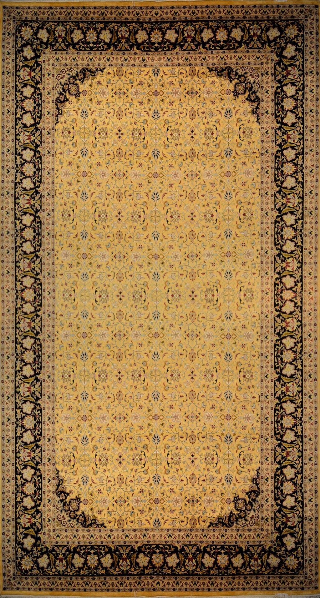 Millefleurs - Quarter Moon Silk Carpet | 18'7" x 10' | Home Decor | Silk & Wool Area Rug