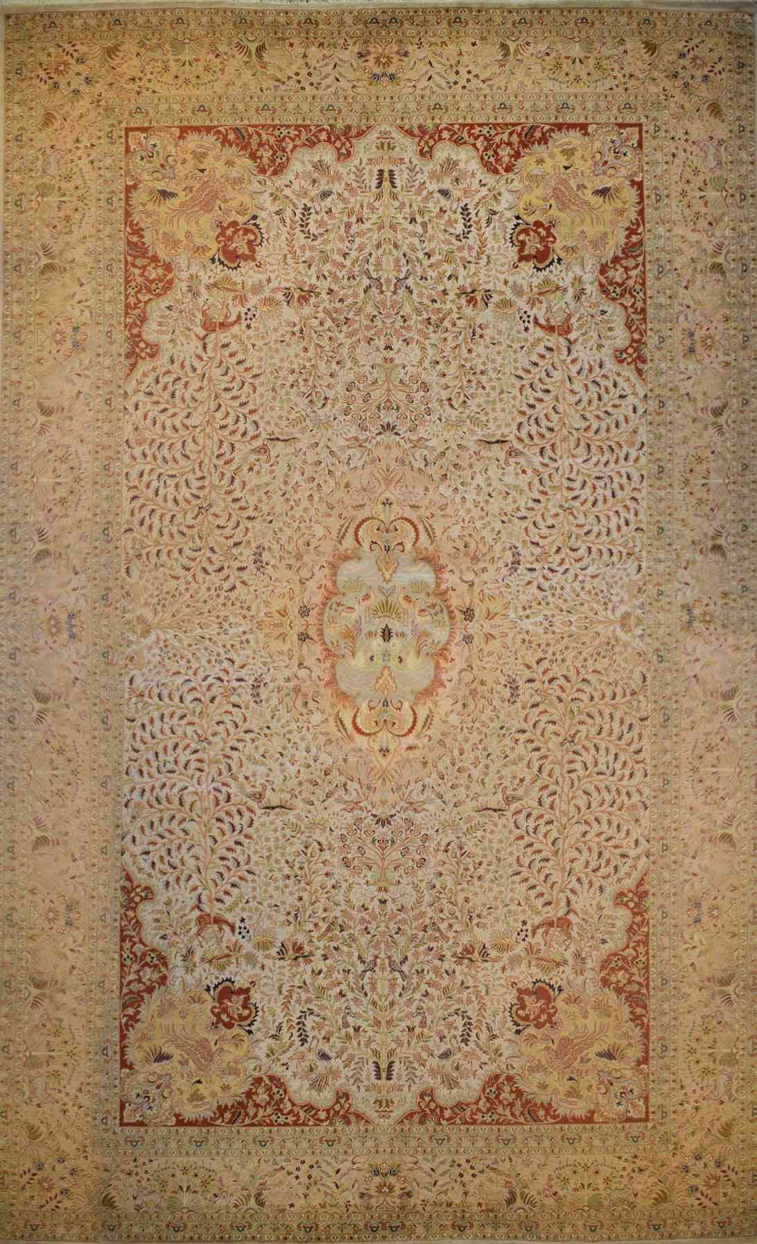 Mina-Khani - Birds of Paradise Carpet | 20'3" x 12' | Home Decor | Silk & Wool Area Rug