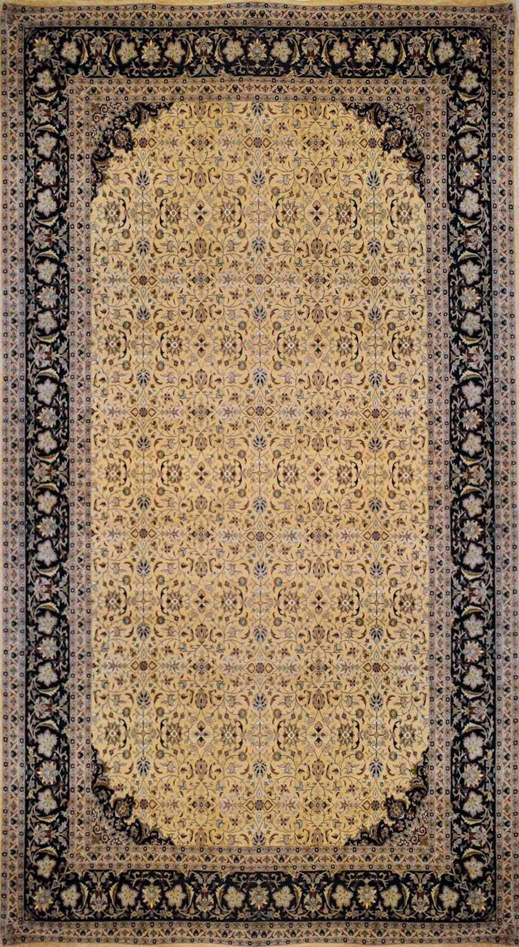 Millefleurs Quarter Moon Silk Carpet | 18'4" x 10'2" | Home Decor | Silk & Wool Area Rug