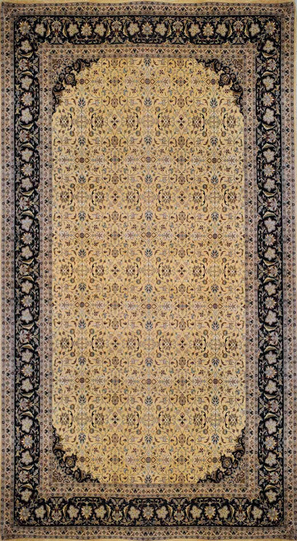 Millefleurs Quarter Moon Silk Carpet | 18'4" x 10'2" | Home Decor | Silk & Wool Area Rug