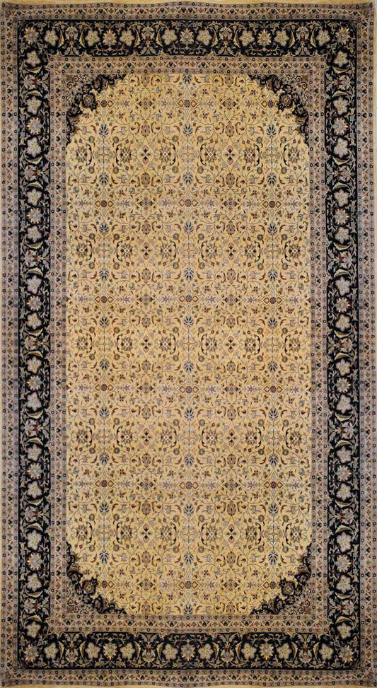 Millefleurs Quarter Moon Silk Carpet | 18'4" x 10'2" | Home Decor | Silk & Wool Area Rug