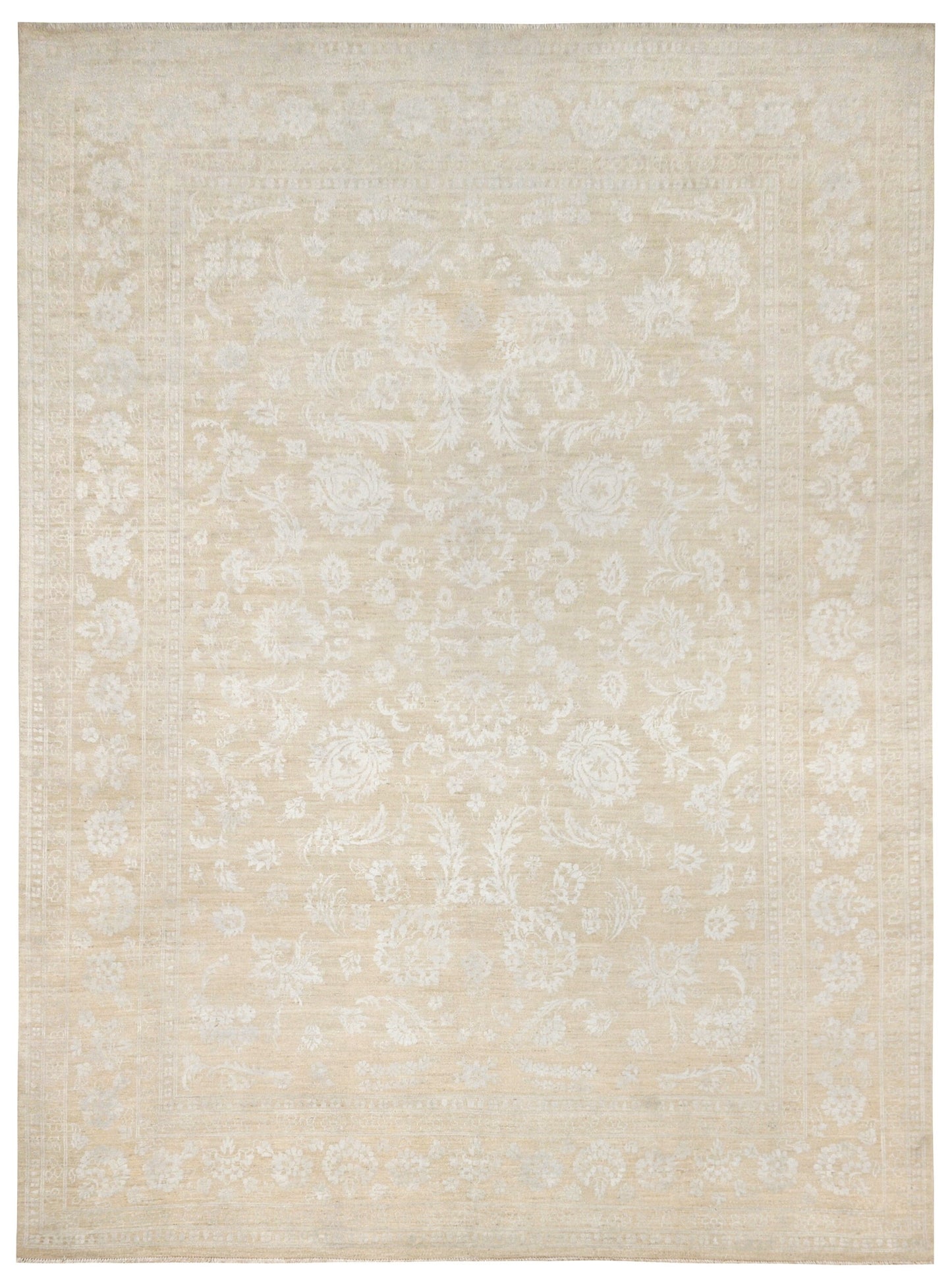 Resham Lotus Carpet | 11'10'' x 8'8" feet | Wool & Silk Carpet | Genuine Hand-Knotted Area Rug