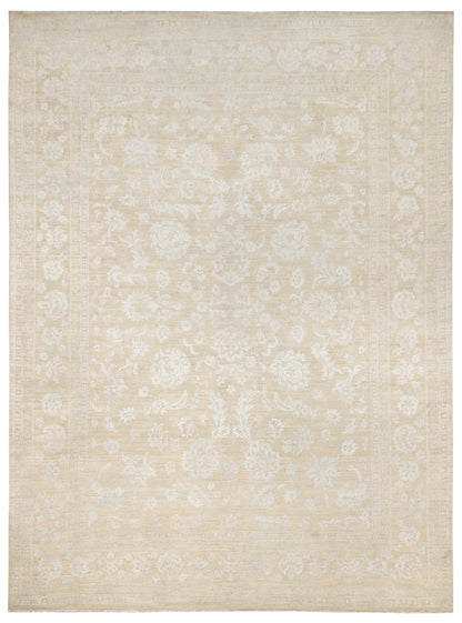 Resham Lotus Carpet | 11'10'' x 8'8" feet | Wool & Silk Carpet | Genuine Hand-Knotted Area Rug