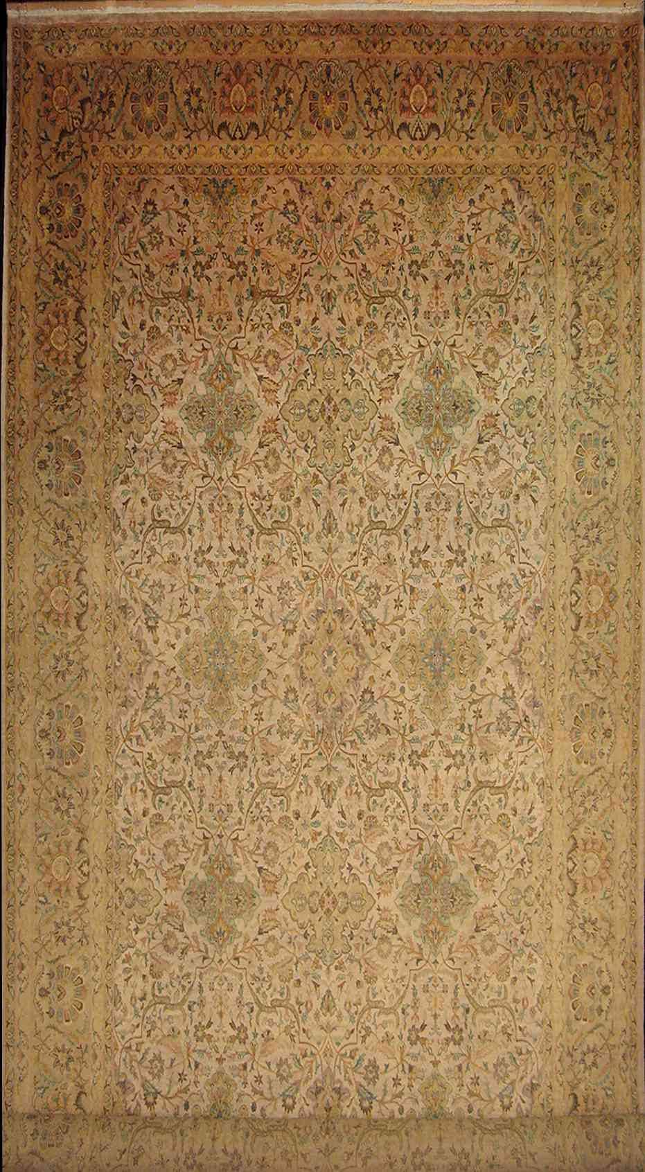 Ghoum - Oveisi Gardens Silk Carpet | 16'8" x 9'2" | Home Decor | Silk & Wool Area Rug