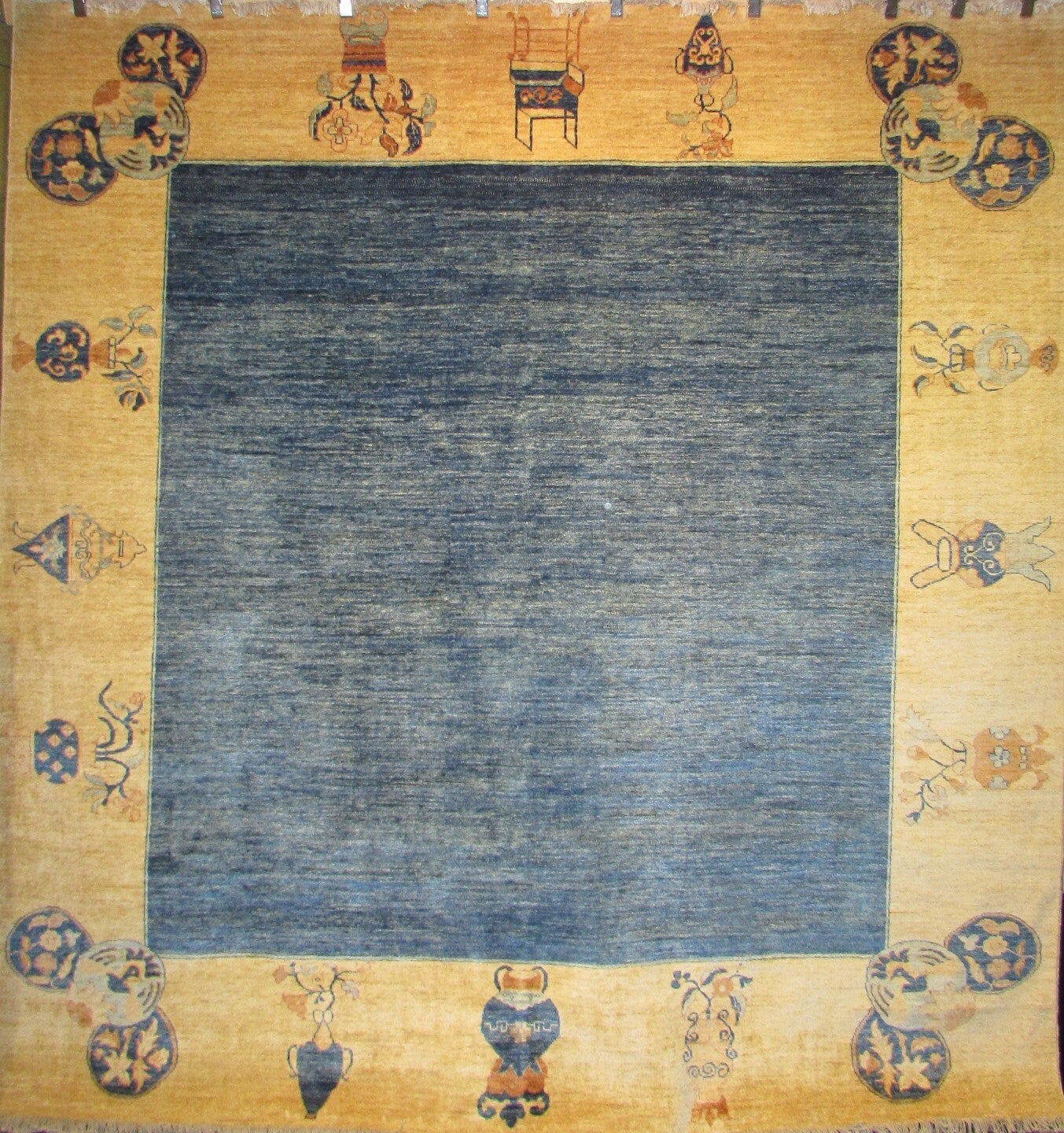 Blue Mongolian Carpet | 10' x 9'9" | Home Decor | Hand-knotted Wool Area Rug